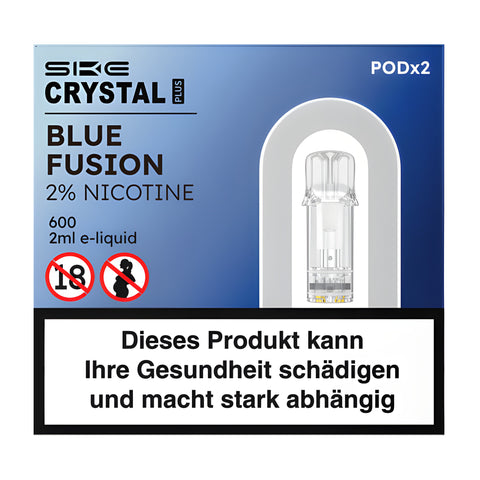 Crystal Plus Blue Fusion 2 % nicotine, 2 cartouches de 2 ml