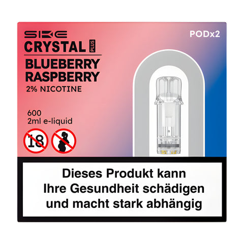 Crystal Plus Myrtille Framboise 2 % nicotine 2x2 ml E-Pod