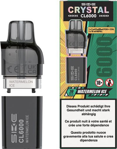 SKE Crystal CL6000 refill 2ml + 10ml Watermelon 2% Nic.