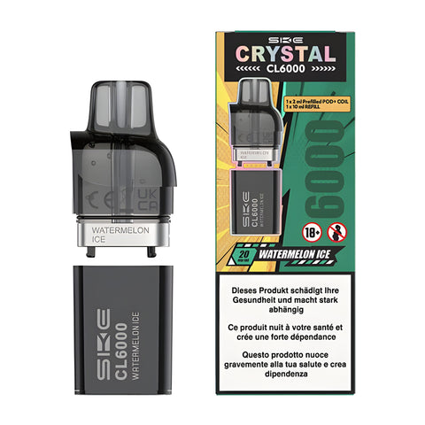 SKE Crystal CL6000 refill 2ml + 10ml Watermelon 2% Nic.