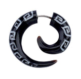 Fake Plug Horn 6mm - Black Spiral 2 Stk.